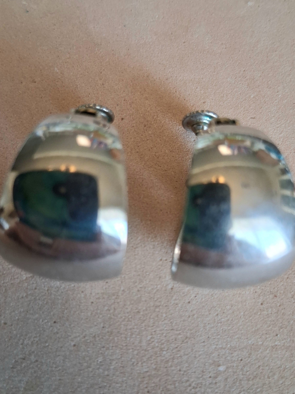 Vintage Napier Wide Dome Hoop Clip-On/Screw-Back Silver-Tone Earrings